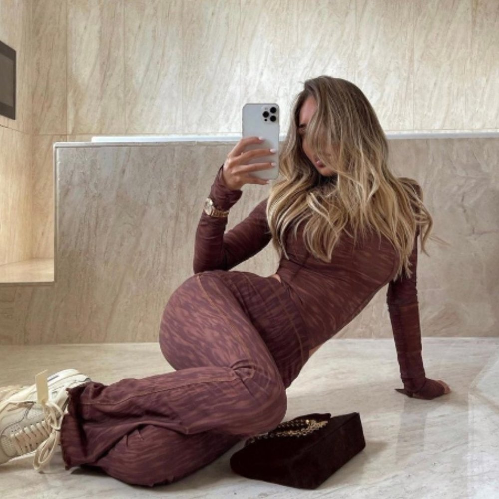 House of CB Erin Chocolate Brown Mesh Trousers XS